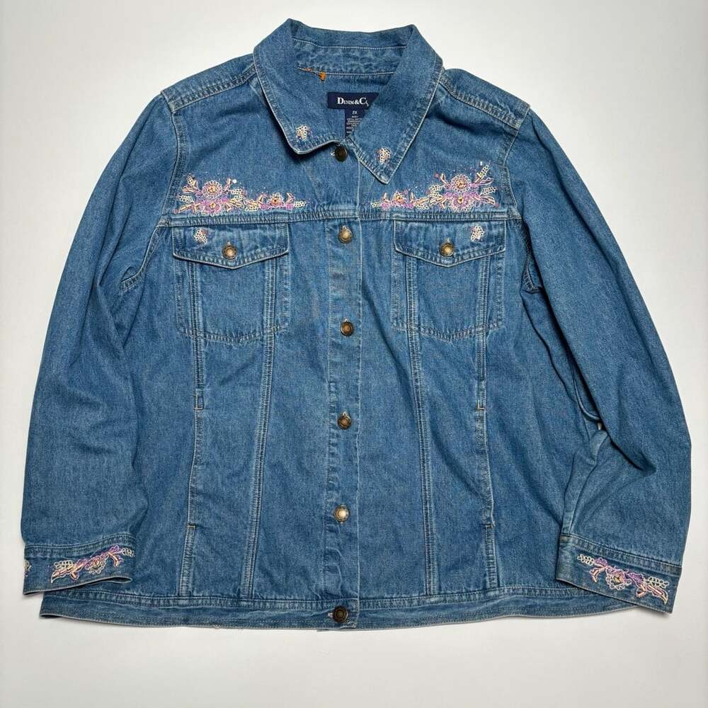 Denim & Co. Embellished Denim Jacket Size 2X